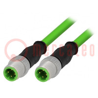 Câble: pour capteurs/automatique; PIN: 4; M12-M12; 1,5m; mâle; mâle