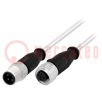 Cable: for sensors/automation; PIN: 3; M12-M12; 0.5m; plug; plug