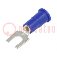 Tip: fork; M4; Ø: 4.32mm; crimped; for cable; insulated; blue; copper