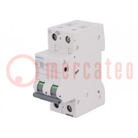 Circuit breaker; 400VAC; Inom: 2A; Poles: 2; for DIN rail mounting
