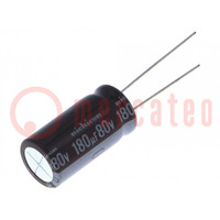 Capacitor: electrolytic; low ESR; THT; 180uF; 80VDC; Ø12.5x25mm