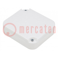 Enclosure: junction box; X: 79mm; Y: 89mm; Z: 25mm; wall mount; IP20