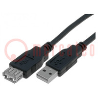 Kábel; USB 2.0; USB A aljzat,USB A dugó; nikkelezett; 1,8m; PVC