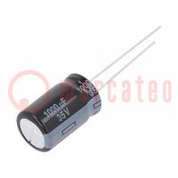 Capacitor: electrolytic; THT; 1000uF; 35VDC; Ø12.5x20mm; Pitch: 5mm