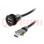 USB socket; 22mm; har-port; -25÷70°C; Ø22.3mm; IP20; black; Len: 3m
