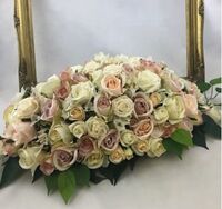 Artificial Vintage Rose Top Table Arrangement - 75cm, Cream and Mocha