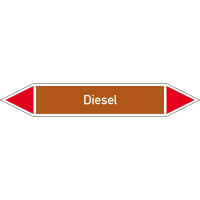 Rohrleitungskennz/Pfeilschild Bogen Gr8 Bren Flüss(br,rot),Folie gest7,5x1,6cm Version: P8032 - Diesel P8032