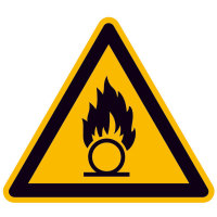 Warnschild Bogen,Folie,Warnung vor brand. Stoffen,5,0 cm DIN EN ISO 7010 W028 ASR A1.3 W028