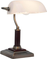 Brilliant Bankir lampa stołowa E27 LED Mosiądz, Biały
