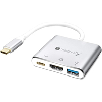 Techly IADAP USB31-HDMIPTY laptop dock & poortreplicator Bedraad USB 3.2 Gen 1 (3.1 Gen 1) Type-C Zilver