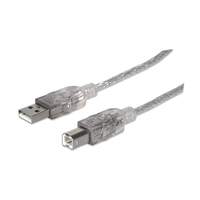Manhattan Hi-Speed USB B Anschlusskabel, USB 2.0, Typ A Stecker - Typ B Stecker, 480 Mbps, 1,8 m, Silber
