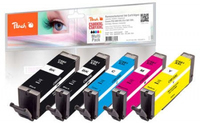 Peach PI100-396 inktcartridge 5 stuk(s) Compatibel Extra (Super) hoog rendement Zwart, Cyaan, Magenta, Foto zwart, Geel