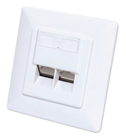 Intellinet 2-Port Cat6 10G Shielded RJ45 Wall Plate Flush Mount with Faceplate, STP, Signal White RAL9003