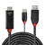 Lindy 41498 adaptador de cable de vídeo 1 m HDMI + USB Type-A DisplayPort Negro