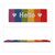 Relaxdays Fußmatte Kokos, Hello-Schriftzug, 75 x 25 cm, Regenbogen, Abtreter innen & außen, wetterfeste Türmatte, bunt