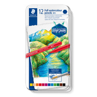 Design Journey 14610C wasservermalbarer Farbstift, Metalletui mit 12 Aquarellstiften in sortierten Farben
