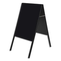 BI-OFFICE Chevalet ardoise Noir double face, cadre en bois - Format L45 x H60 cm