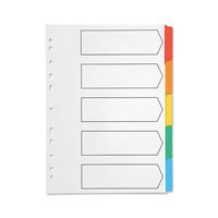 Q-Connect 5-Part Index Multi-punched Reinforced Board Multi-Colour Blank Tabs A4