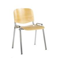 Taurus wooden meeting room stackable chair with no arms - beech with chrome fram