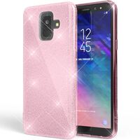 NALIA Glitter Case compatible with Samsung Galaxy A6, Ultra-Thin Mobile Sparkle Silicone Back-Cover, Protective Slim Shiny Protector Skin, Shockproof Crystal Gel Bling Bumper Pink
