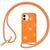 NALIA Neon Glitter Cover con Cordino compatibile con iPhone 12 / iPhone 12 Pro Custodia, Trasparente Brillantini Silicone Case & Girocollo, Traslucido Bling Copertura Skin Aranc...