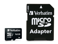 Verbatim MicroSD Class 10 16GB +Adaptor