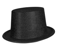 chapeau haut de forme en pvc à  paillettes noir 12cm