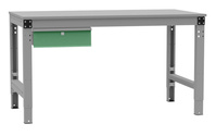 Einzelschubfach in Resedagrün RAL 6011, ohne Schloss, für Tischtiefe 700 - 1200 mm, Innen BxTxH = 425 x 550 x 50 mm. Blendenhöhe 50 mm | PAK3145.6011