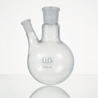 500ml LLG-Two-neck round bottom flasks with standard ground joint borosilicate glass 3.3 angled side neck