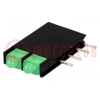 LED; in housing; green; 1.8mm; No.of diodes: 2; 20mA; 70°; 2.2÷2.5V