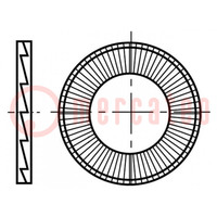 Ring; binnenvertanding,buitenvertanding; M10; D=16,6mm; h=2,5mm