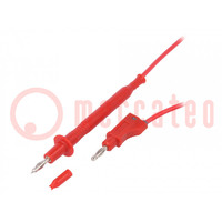 Test lead; 60VDC; 20A; probe tip,banana plug 4mm; Len: 1m; red