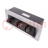 Plug socket strip: furniture; IP20; 16A; 2500W; silver; 223x108mm