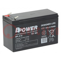 Re-battery: acid-lead; 12V; 9Ah; AGM; maintenance-free; 2.7kg; BPL