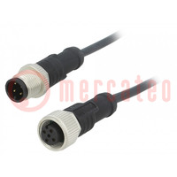 Kabel: voor sensoren/ automaten; PIN: 4; M12-M12; 1m; stekker; 250V