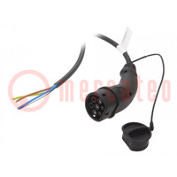 Cable: eMobility; 1x0.5mm2,3x6mm2; 250V; 11kW; IP44; wires,Type 2