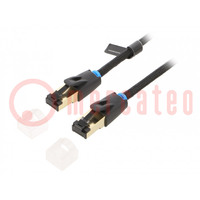 Patch cord; S/FTP; Cat 8; Cu; PVC; tessile; nero; 500mm; 30AWG