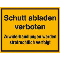 Schutt abladen verboten Hinweisschild zur Baustellenkennzeichnung, Alu, 33x25 cm