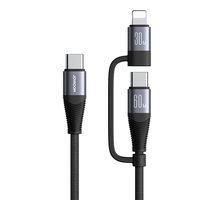 JOYROOM MULTI-FUNCTION SERIES 2-IN-1 FAST CHARGING CABLE, USB-C TO USB-C & LIGHTNING 60W, 1.2M - BLACK SA37-1T2