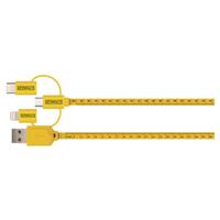 Schwaiger Ladekabel USB 2.0 A>3-in-1 1,2m Maßband gelb