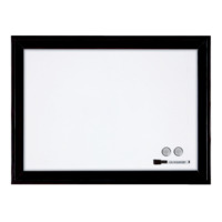 Tafel, Stahlblech, magnetisch, schwarzer Kunststoffrahmen, 585 x 430 mm, weiß
