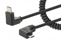Manhattan USB-C to Micro-USB Cable, 1m, Male to Male, Black, 480 Mbps (USB 2.0), Tangle Resistant Curly Design, Angled Connectors, Ideal for Charging Cabinets/Carts, Hi-Speed US...