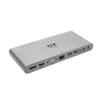Tripp Lite U442-DOCK4-INT USB-C Dock, Triple Display - 4K HDMI/DisplayPort, VGA, USB 3.x (5Gbps), USB-A/C Hub Ports, GbE, 100W PD Charging, EU/UK Power Supply