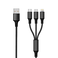 2GO 797153 USB-kabel 1,5 m USB B USB C/Micro-USB B/Lightning Zwart