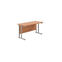 Jemini Cantilever Rectangular Desk 1400x600mm Beech/Silver KF806325