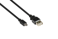 Adapterkabel USB 2.0 OTG (On-the-go), Stecker Micro B an Buchse A, schwarz, 0,1m, Good Connections®