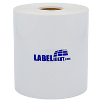 Polyester-Band 100 mm Breite, weiß satinweiß beschichtet, permanent, 40 lfm auf 1 Rolle(n), 1 Zoll (25,4 mm) Kern