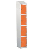 Wet area laminate door lockers with sloping top