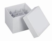 Kryoboxen Karton 145 x 145 und Rastereinsätze | Beschreibung: Einsätze für 16 x 50 ml Röhrchen