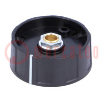 Knob; with pointer; ABS; Øshaft: 6mm; Ø40x15.5mm; black; A2640